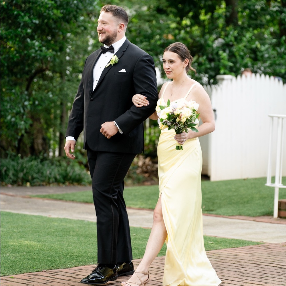 Birdy Grey Matte Satin CARRIE Dress in Lemon Sorbet - Picture 3 of 5
